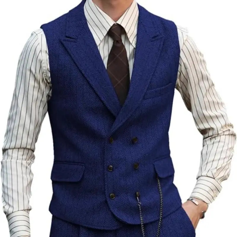 Men Suede Leather Gentleman Waistcoat Vintage Regular Slim Suit Vest