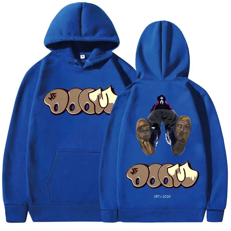 MF Doom Double Sided Print Hoodie Men Hip Hop Vintage Streetwear Sweatshirt