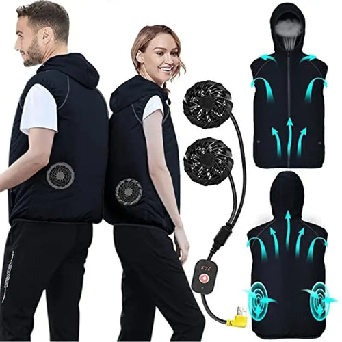 Fan Air Condition Man Ultralight Outdoor Vest  Jacket Sun Windbreaker