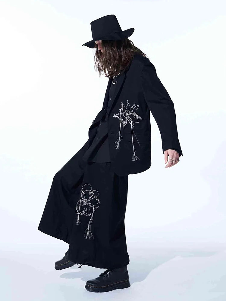 Peony tassel embroidery Blazer jacket Normcore minimalist style Loose and oversized suit jackets