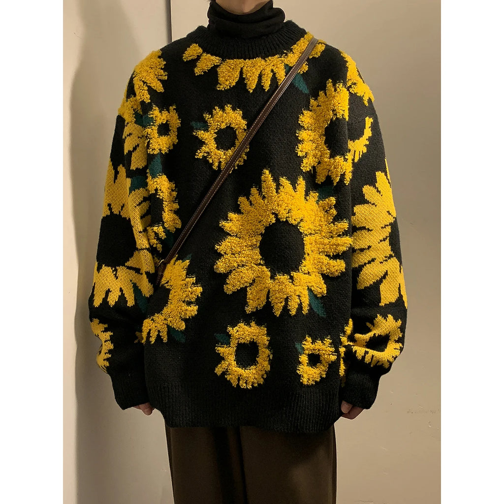 Sunflower Warm O-Neck Pullovers Men Loose Casual Thick Knitted Sweater