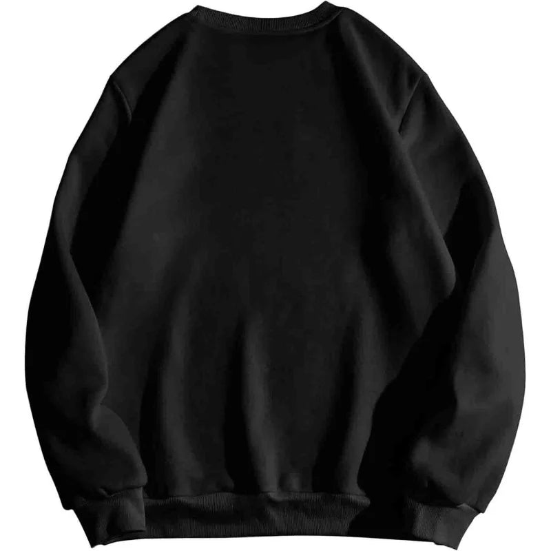 Men's Cherry Blossom and Chinese-character Printed Loose Sweatshirt Outdoor Round Neck Pullover