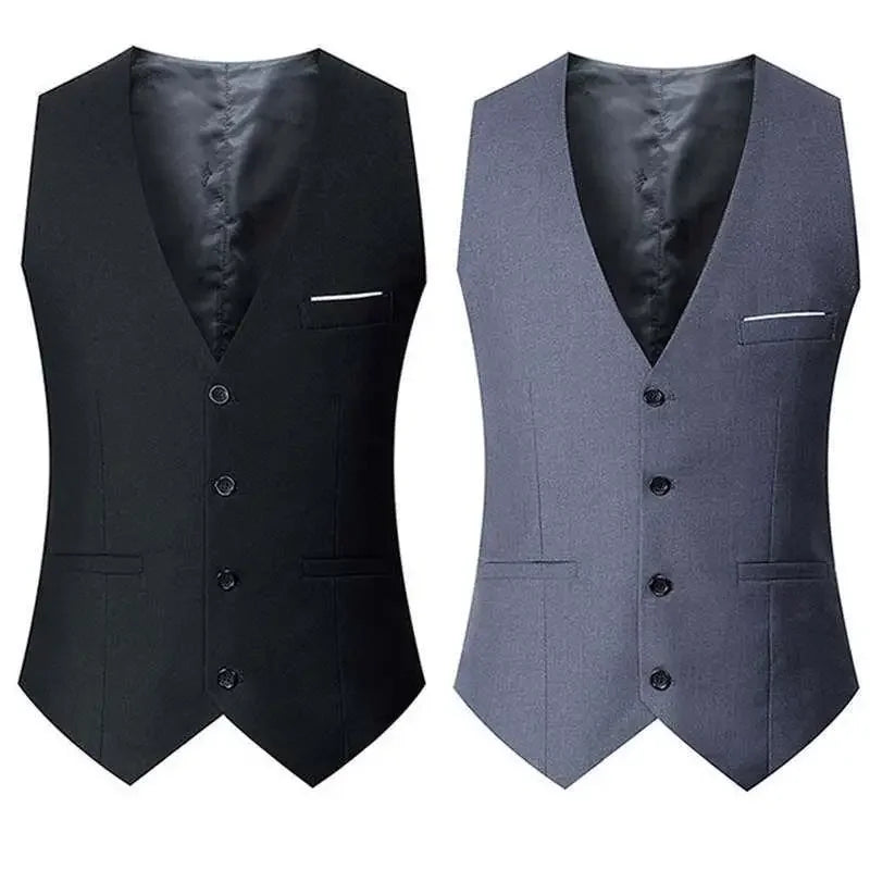 Slim Fit Suit Vests For Men Waistcoat Single Breasted Formal Jacket