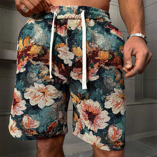 Men's Floral - Print Casual Shorts High - Quality Fabric