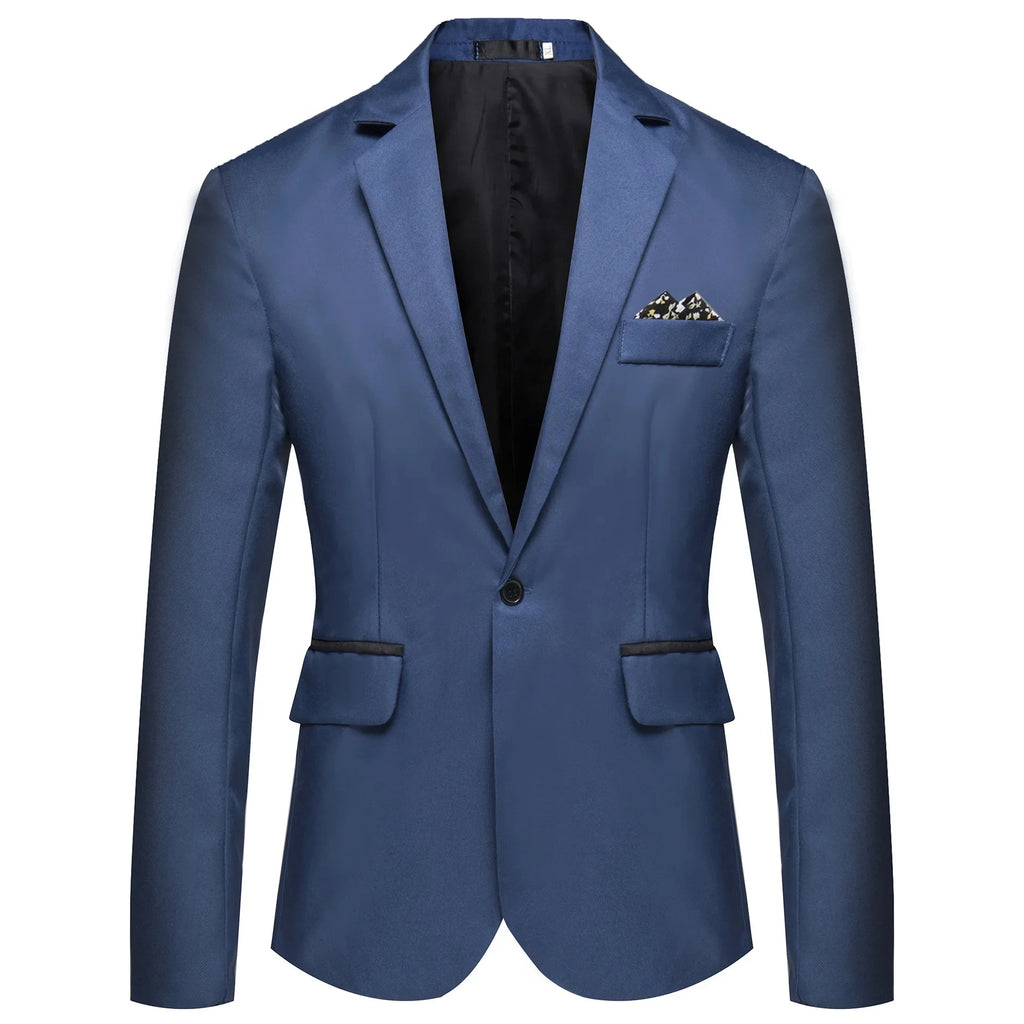 Men's Long Sleeve Single Button Slit Small Suiting Jacket Comfortable Fit