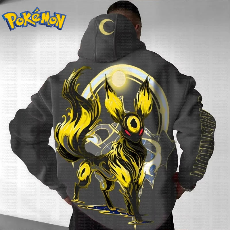 Pokémon Men's Loose Street Animation Printing Casual Cool Hooded Sweater