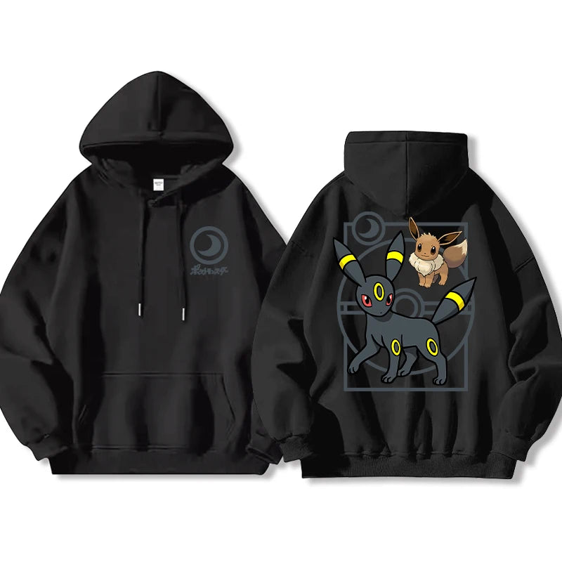 Pokémon Front and Rear Printed Hoodie Men Harajuku Large Size Casual Sweater