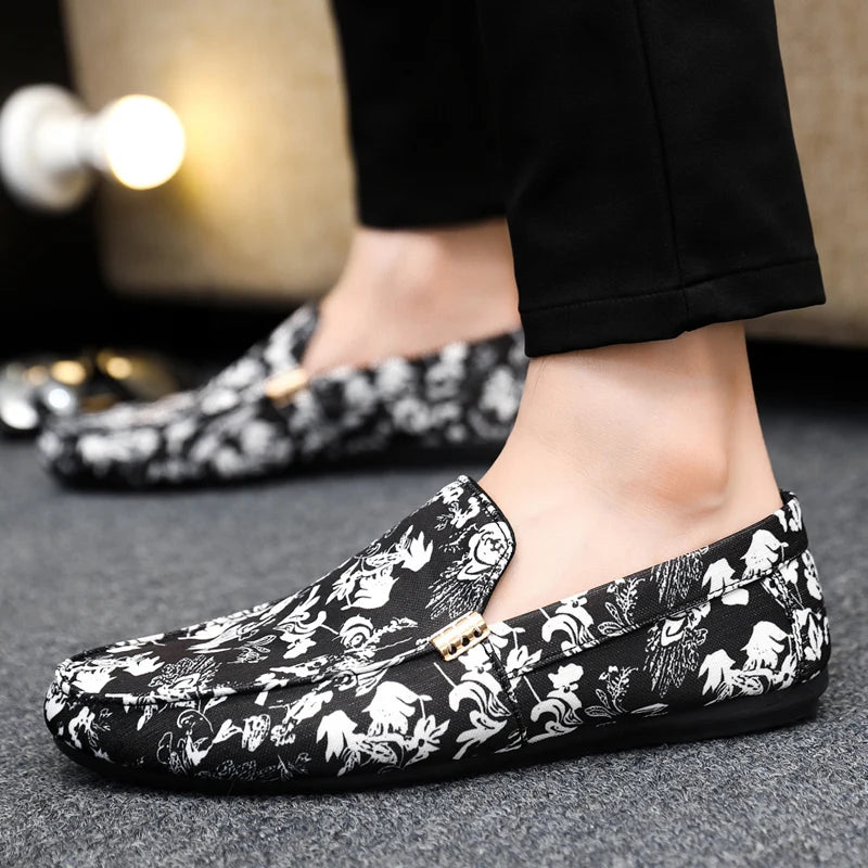 Print Comfortable Breathable Loafers Slip on Non-slip Shoes For Men