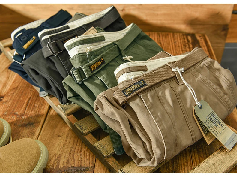 Cotton Men Cargo Pants Casual Loose Big Pocket Trouser Streetwear