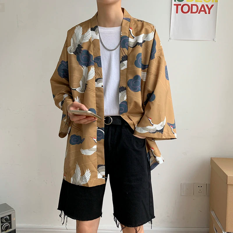 Japanese shirt men street clothing harajuku kimono