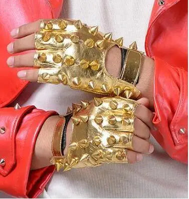 Men's punk rivet faux leather Rock and roll jazz rivet glove