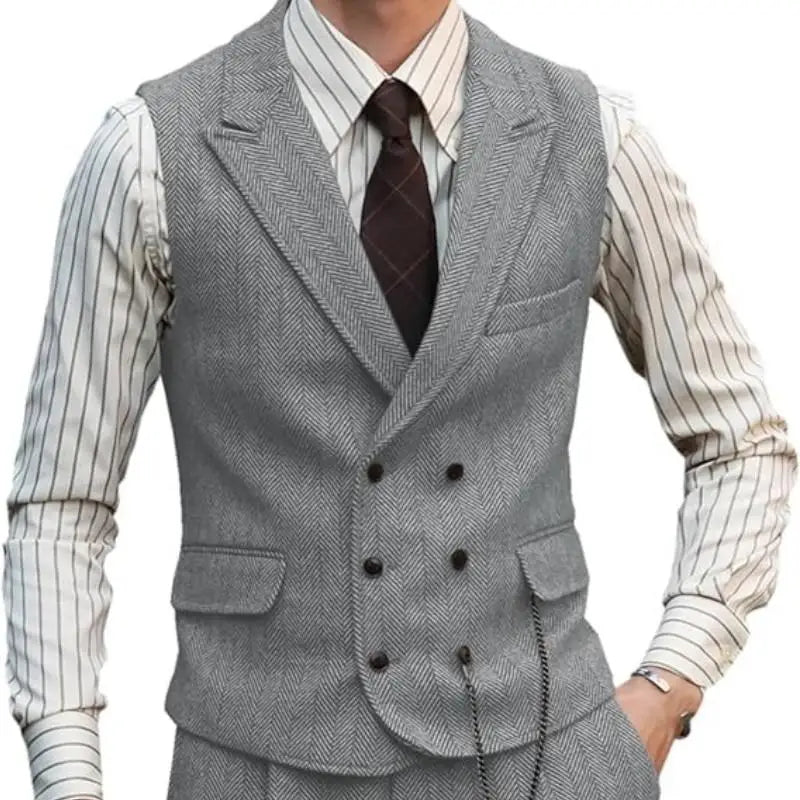 Men Suede Leather Gentleman Waistcoat Vintage Regular Slim Suit Vest