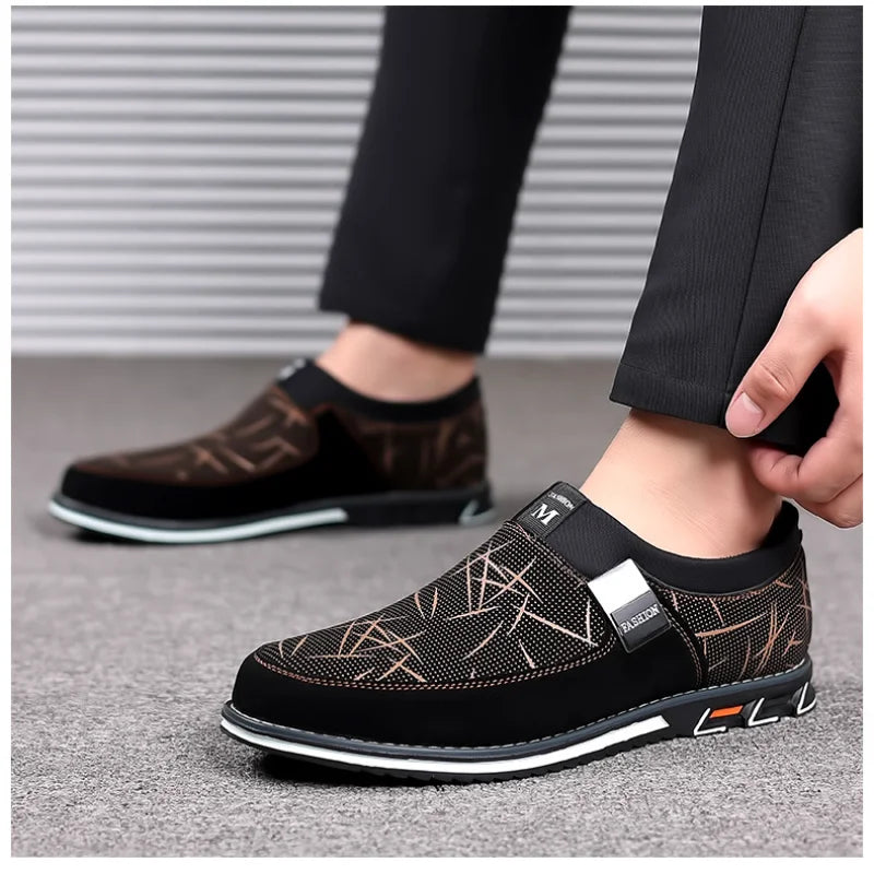 Men's Leather Slip-On Loafers Work Flats Shoes Big Size