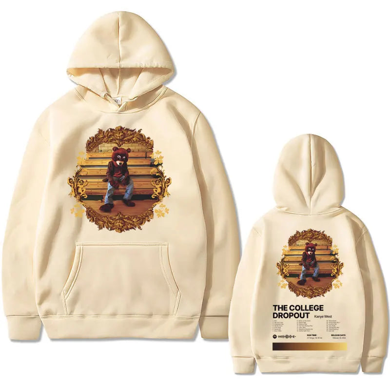 Kanye West The College Dropout Hip Hop Album Graphics Hoodie Oversized Sweatshirt Men's Streetwear