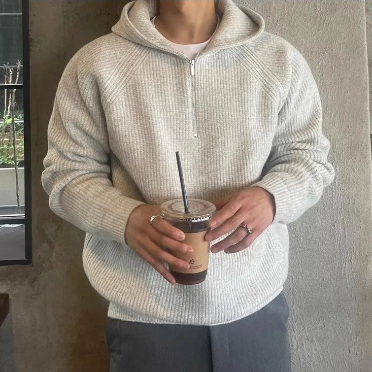 Men's Hooded Knitting with Zipper Hoodie Cotton 90s Vintage Tops