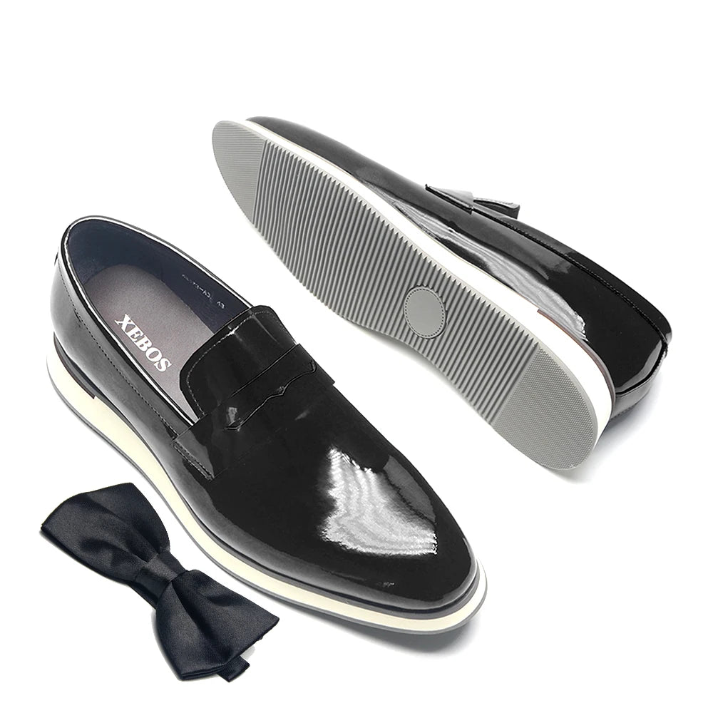 Luxury Designer Loafers Shoes for Men Solid Color High-grade Whole Patent Leather