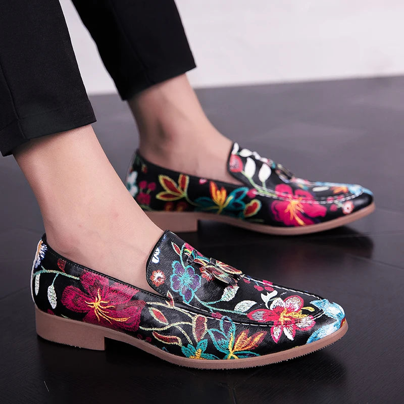 Men Luxury Designer Velvet Embroidery Snake Gentleman Oxfords Dress shoes