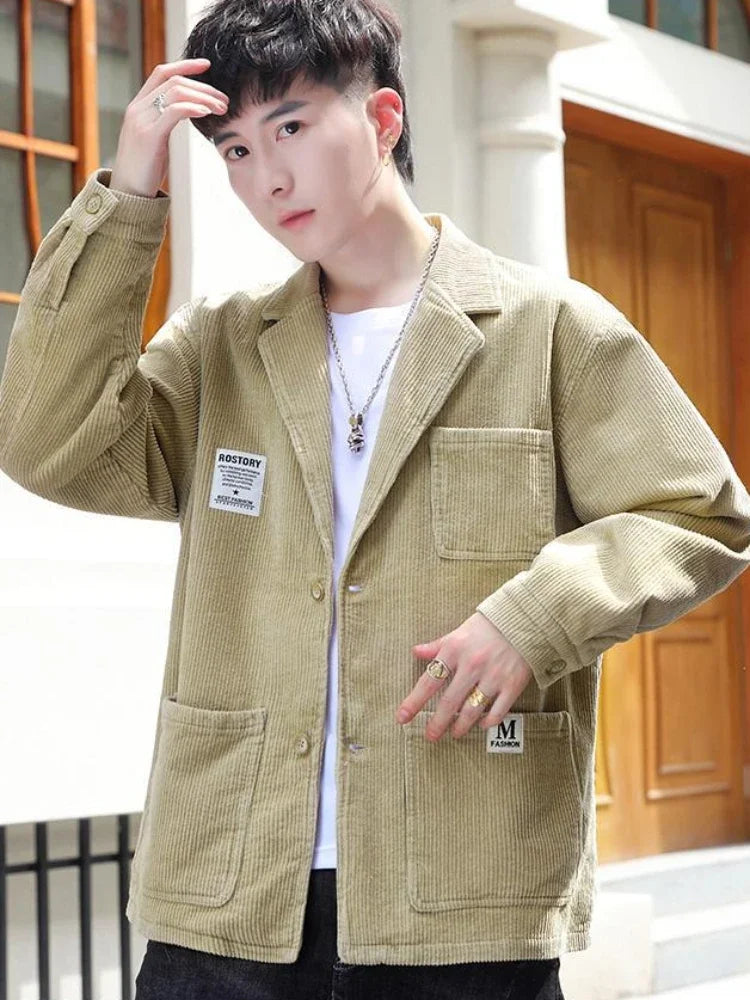 Oversize Coat Men's Single Breasted Striped Blazer Plus Big Size Premium Quality