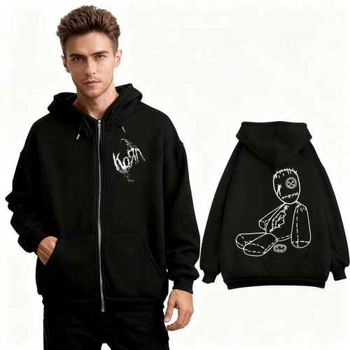 Korn Rock Band Merch 100% cotton Print Zipper Hoodie Album Issues High Quality Fashion