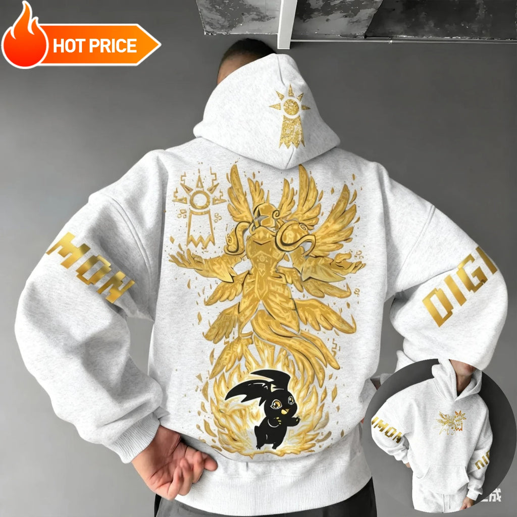 Digimon Patamon Harajuku Unisex Vintage Streetwear Oversized Hoodie Sweatshirt Long Sleeve Top