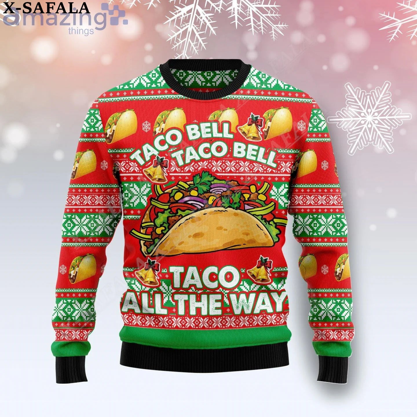 Men's Funny Taco Bell Ugly Christmas Knit Sweater