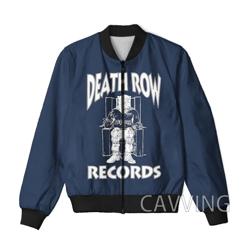 Unisex 3D Print  DEATH ROW  Zipper Bomber Overcoat  Zip Up Jackets