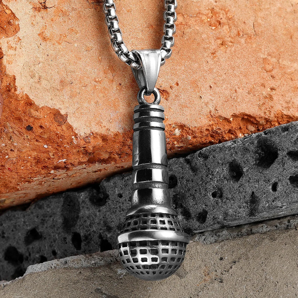 Microphone Men Necklaces Pendant Stainless Steel Jewelry
