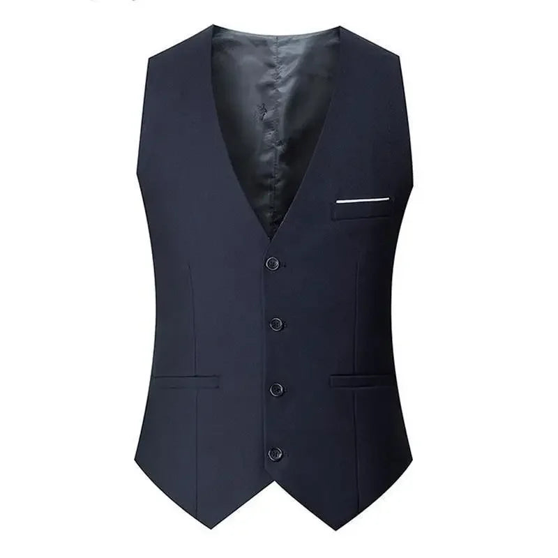 Slim Fit Suit Vests For Men Waistcoat Single Breasted Formal Jacket