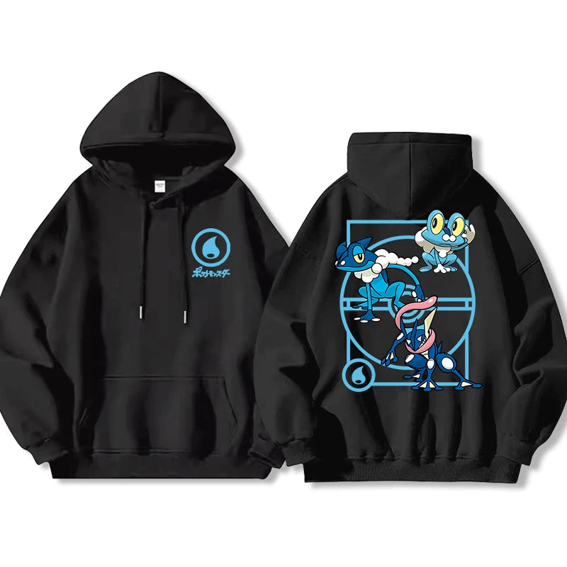 Pokémon Front and Rear Printed Hoodie Men Harajuku Large Size Casual Sweater