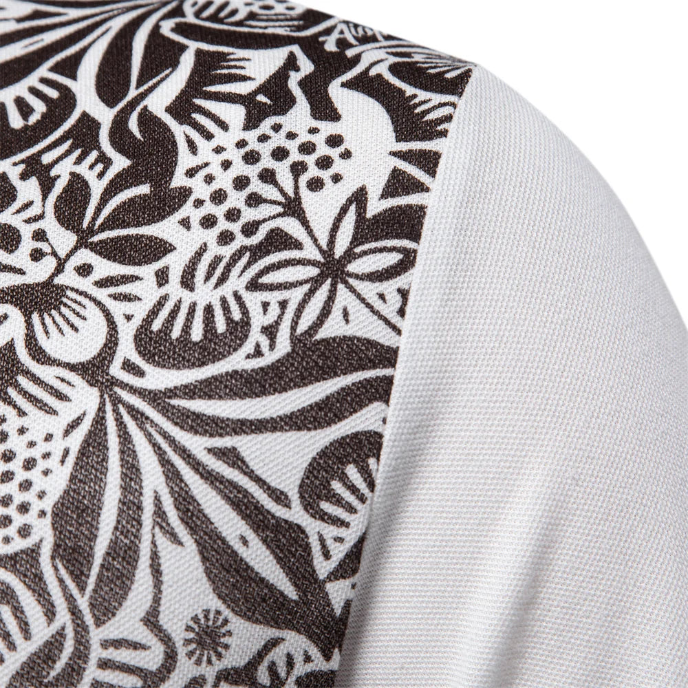 Men's Short Sleeve Polo Shirt Gradient Printed Cotton Blend Fashion