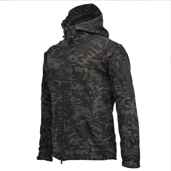 Shark Skin Soft Shell Combat Jackets Men's Hooded Bomber Coats