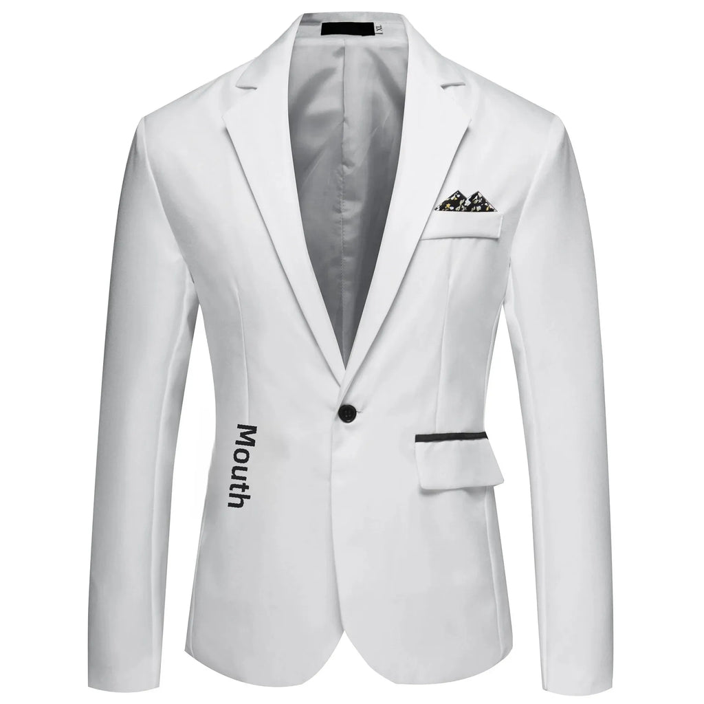 Men's Long Sleeve Single Button Slit Small Suiting Jacket Comfortable Fit