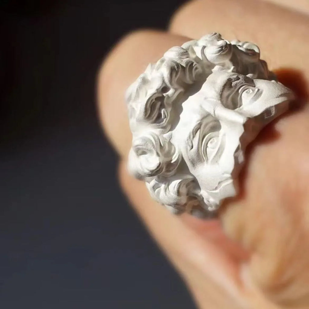 Retro Half Face David Adjustable Open Ring Unisex Gothic Copper Jewelry