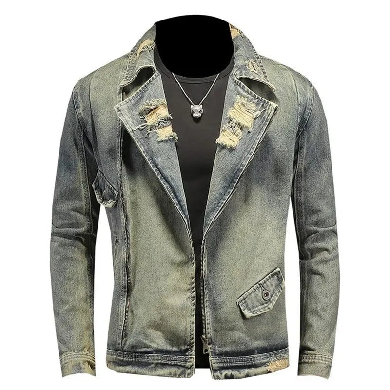 Retro Motorcycle Denim Jacket Men's Casual Loose Sports Large Size High Quality Jacket M-4XL