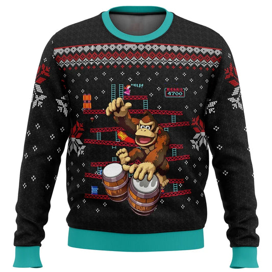 Donkey Kong Ugly Christmas Sweater Pullover Men's 3D Sweatshirt