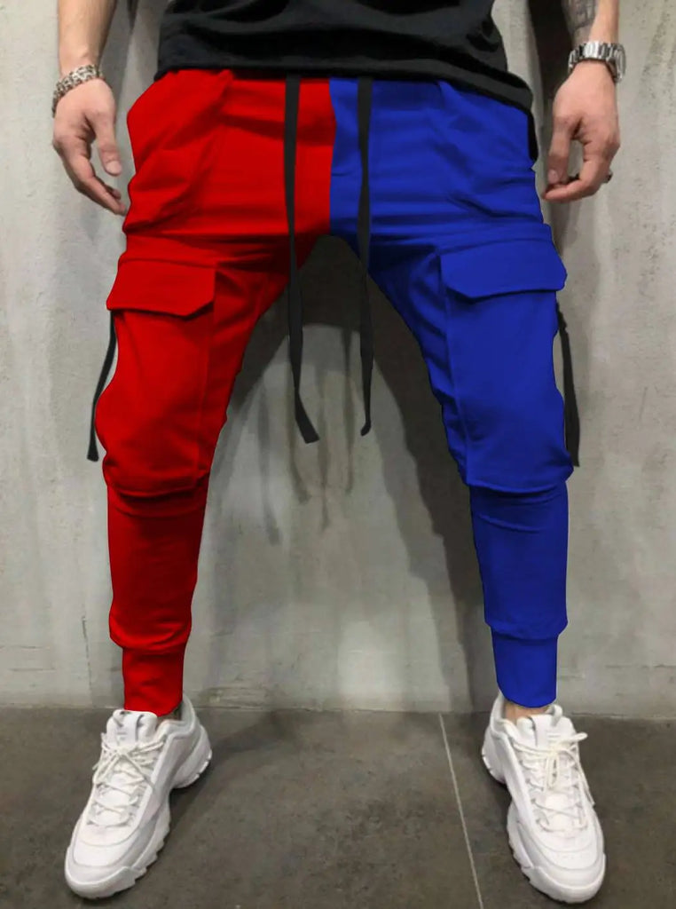 Men's Casual Matching Color Leisure Yin Yang Hip Hop High Cargo Pants
