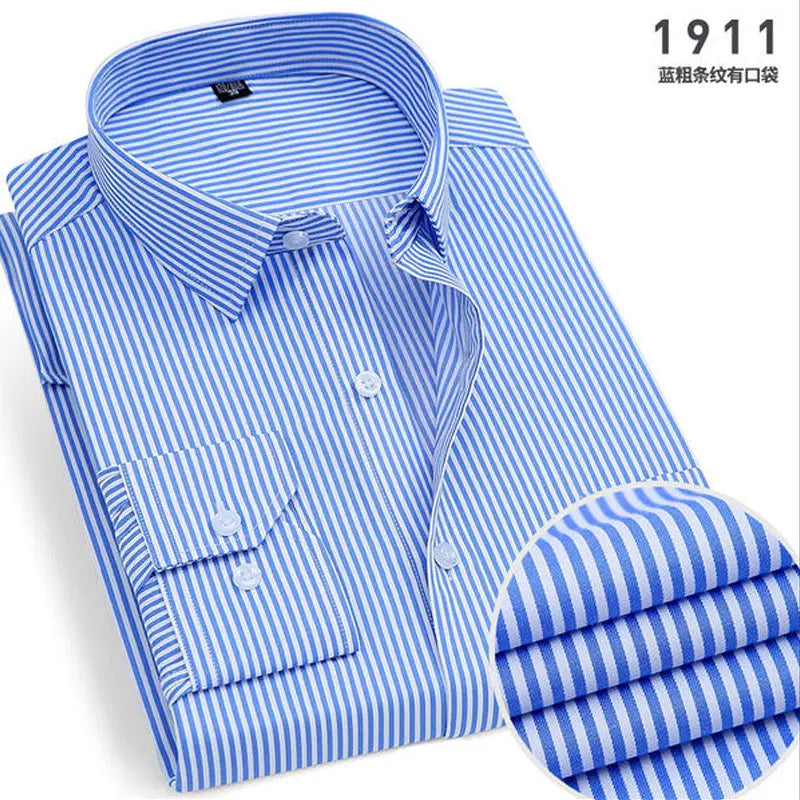 Men's Striped long-sleeved Anti-wrinkle Comfortable Breathable Slim Fit Shirt