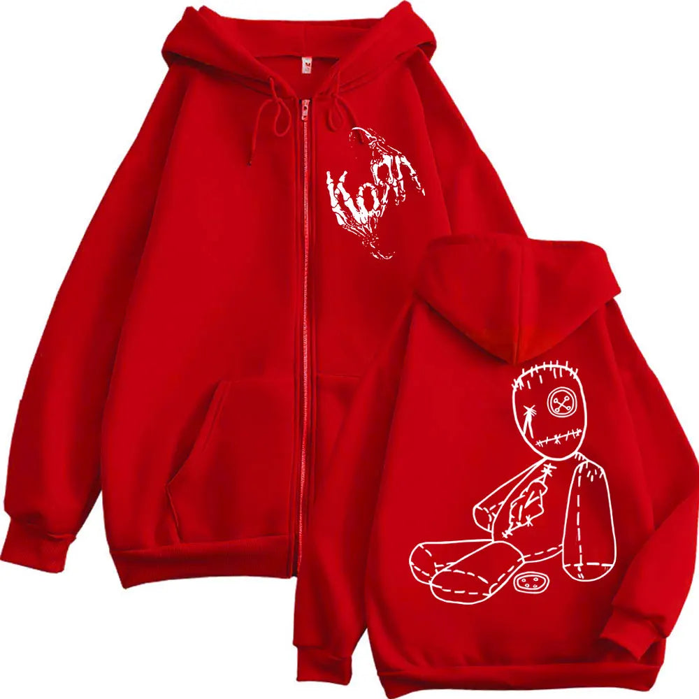 Korn Rock Band Merch 100% cotton Print Zipper Hoodie Album Issues High Quality Fashion