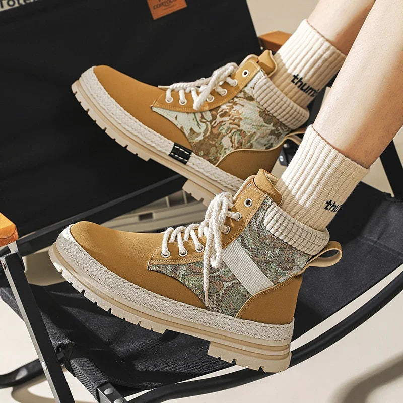 Men Shoes Hiking Retro Design Outdoor Man Casual High Tops boots