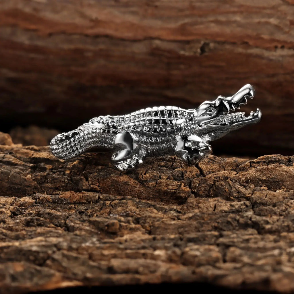 2 Inch Silver Crocodile Tie Clip For Men Unique Necktie Pin