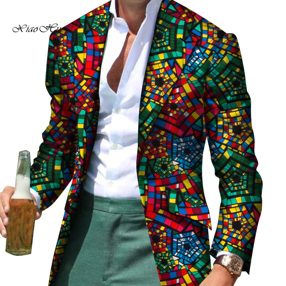 African Men Smart Slim Fit Fancy Blazer Formal Business Dashiki