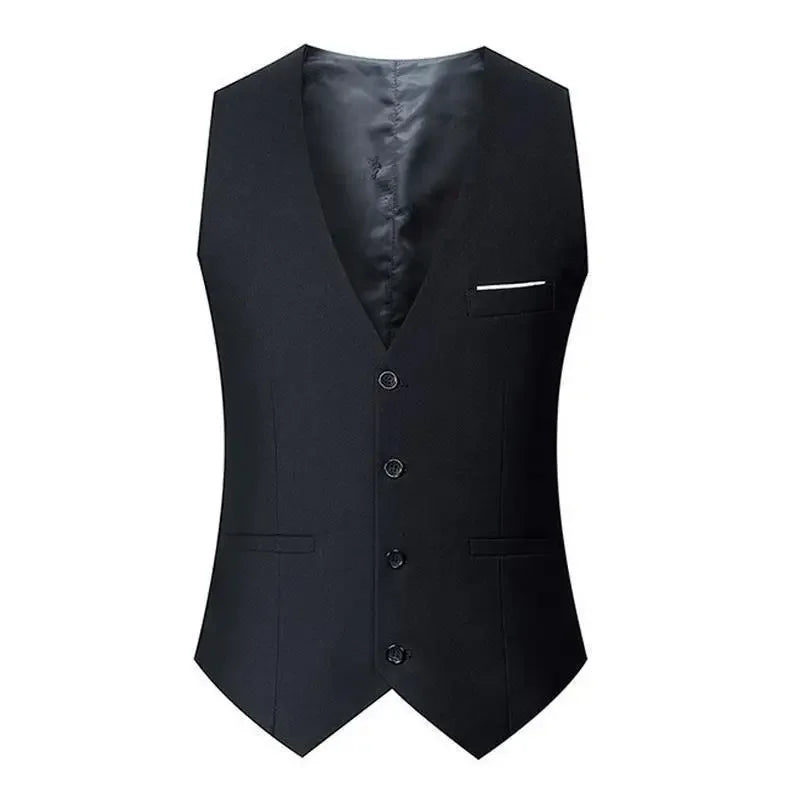 Slim Fit Suit Vests For Men Waistcoat Single Breasted Formal Jacket