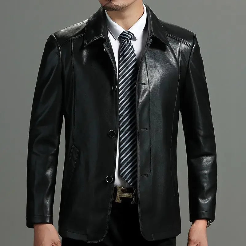 Leather Jacket for Men Blazers Thin Slim Fit Designer Original Trendy Coats