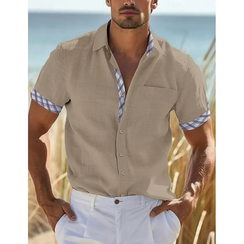 Men's Hawaiian Casual Short Sleeve Pocket Collar Shirt