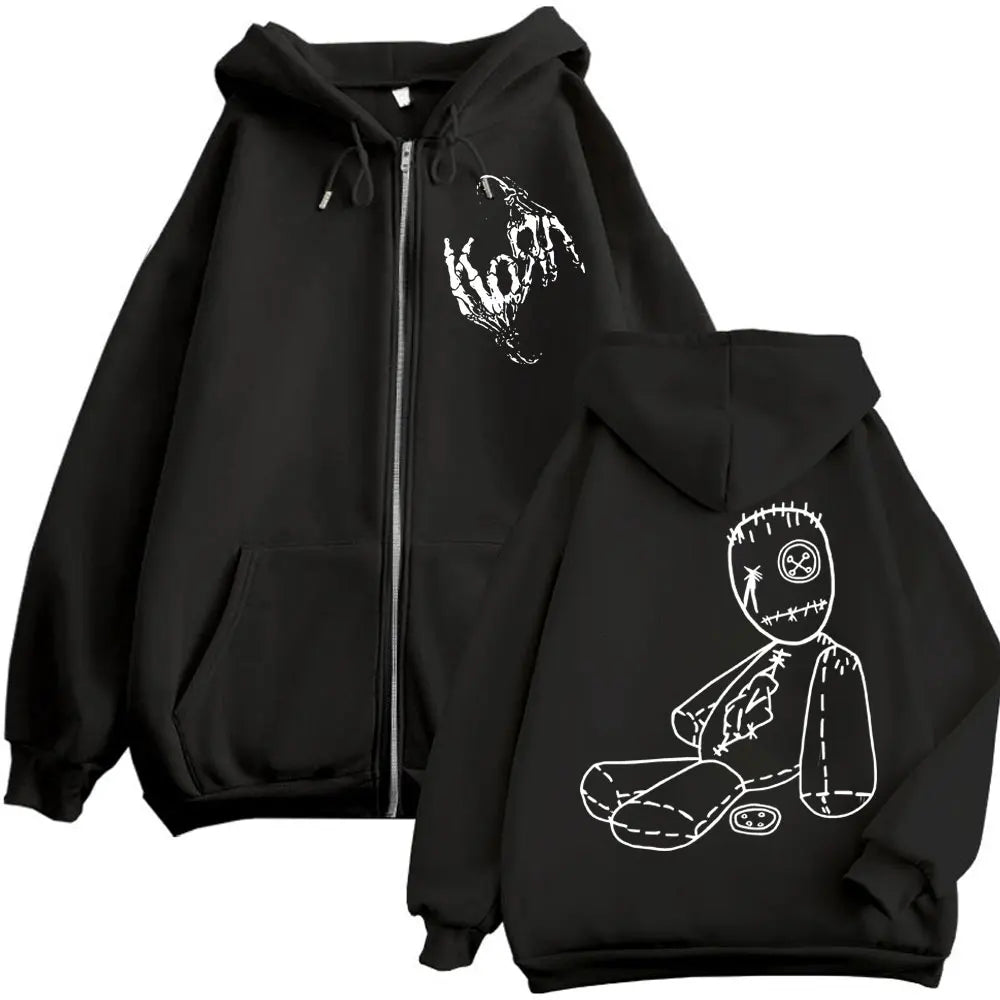 Korn Rock Band Merch 100% cotton Print Zipper Hoodie Album Issues High Quality Fashion