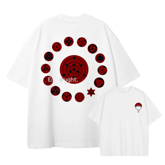 Sharingan Graphics T Shirt Washed Tops Oversized Short Sleeve 100% Cotton