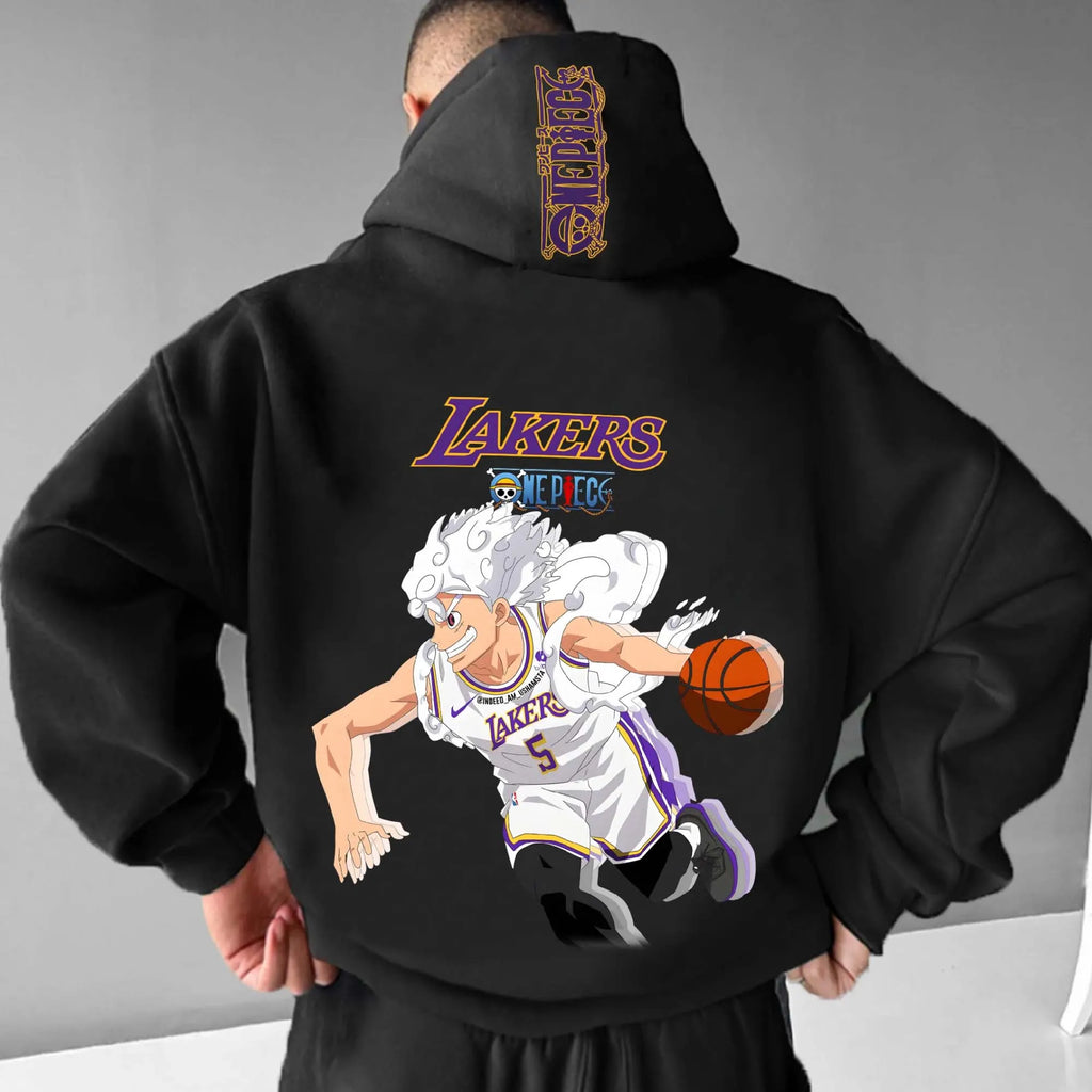 ONE PIECE Luffy Basketball Print Unisex Thermal Sweater Solid Color Hoodie