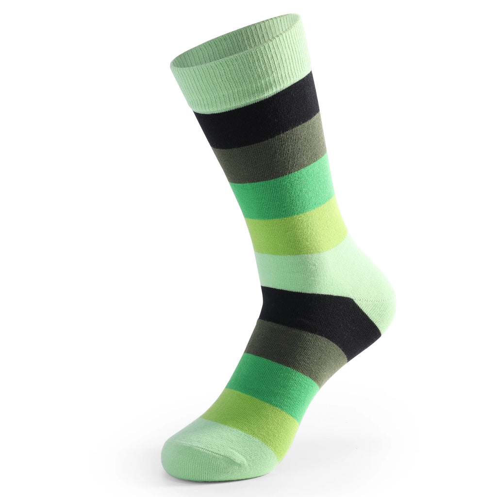 5Pairs Men's Dress Colorful Striped Combed Cotton Novelty Breathable Casual Socks