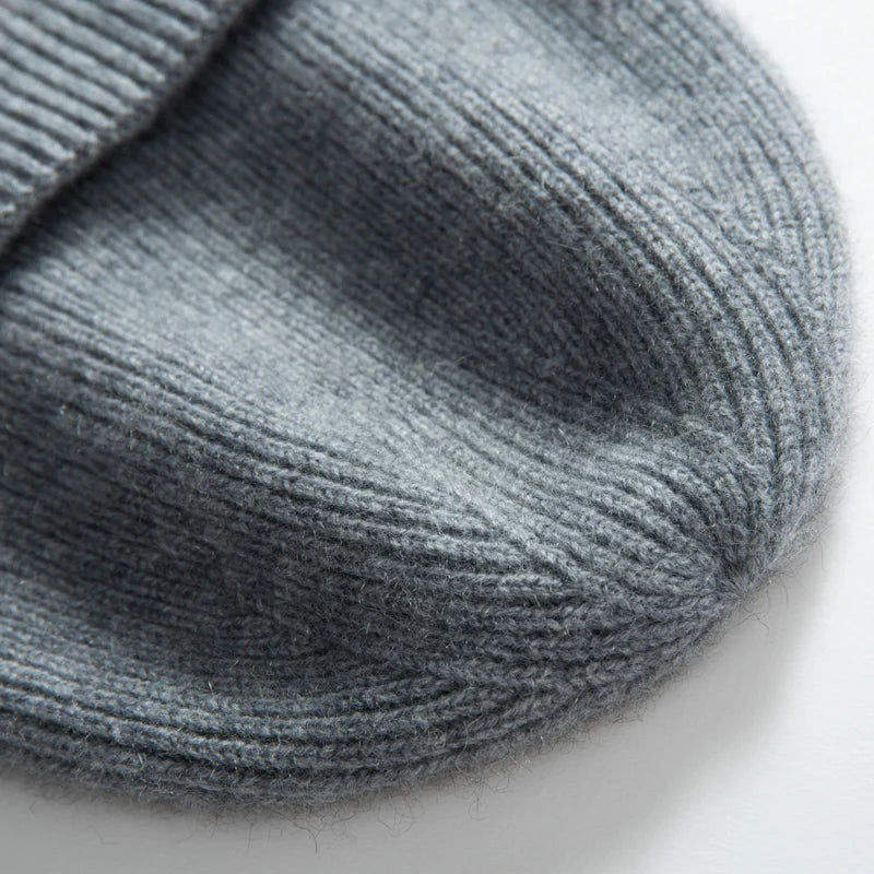 High Quality 100% Cashmere Knitted Casual Beanie Hat Soft Warm Caps
