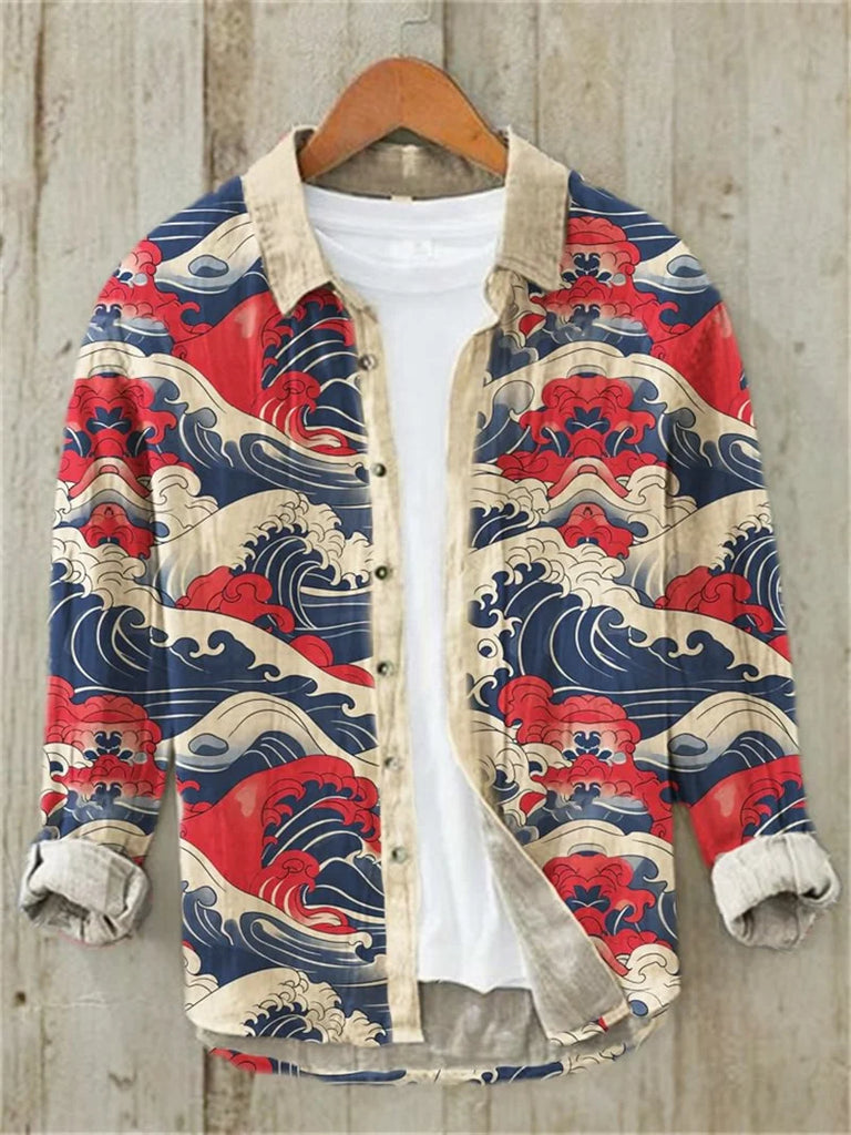 Men's Long Sleeve 3D Printed Casual Outdoor Daily Chinese Flap Shirt